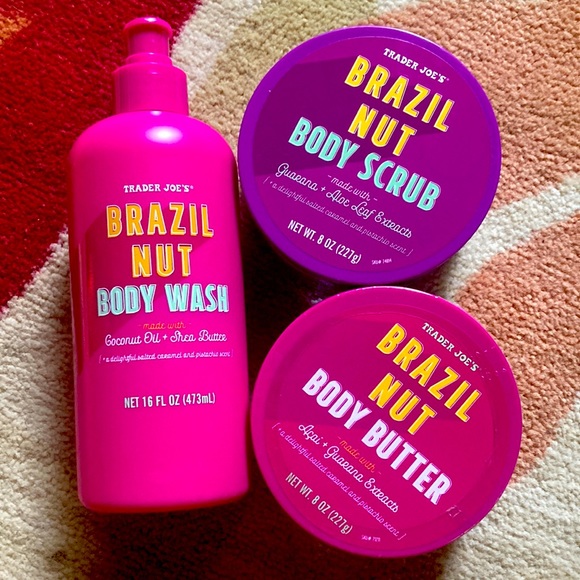Bath & Body Trader Joes Brazil Nut Body Scrub Wash And Butter Bundle